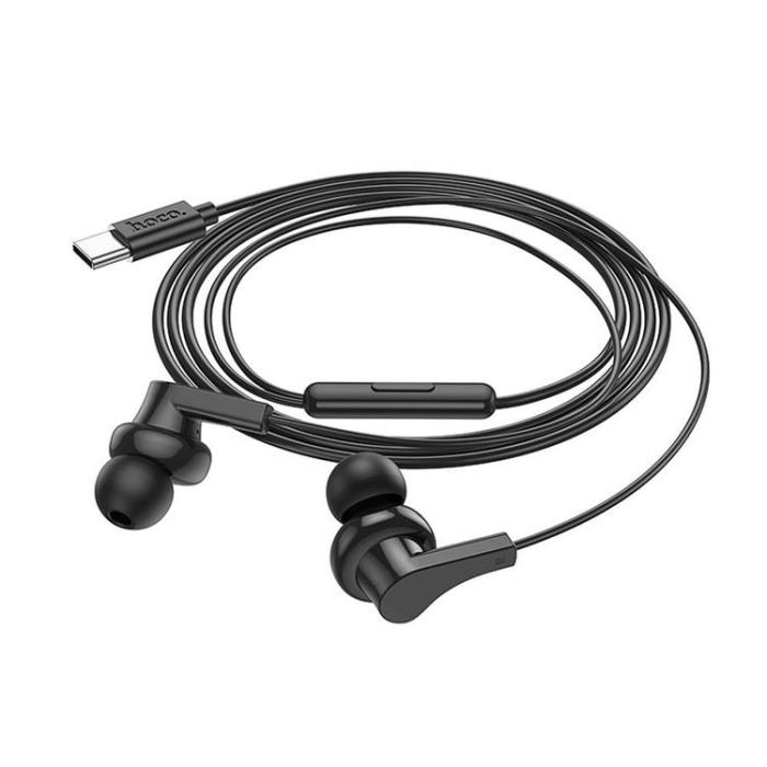 Hoco - HOCO Trådbundna Hörlurar USB-C Kabel 1.2m Mikrofon M114 Svart