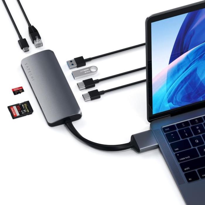 Satechi - Satechi USB-C Multimedia Adapter Dual 4K HDMI Gigabit Ethernet - Space Grå