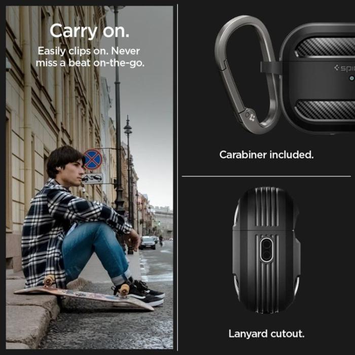 Spigen - Spigen Airpods Pro 1/2 Skal Rugged Armored - Svart