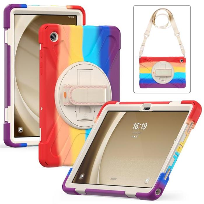 A-One Brand - Galaxy Tab A9 Plus Skal Kickstand Handrem Med Axelrem - Färgglad Röd