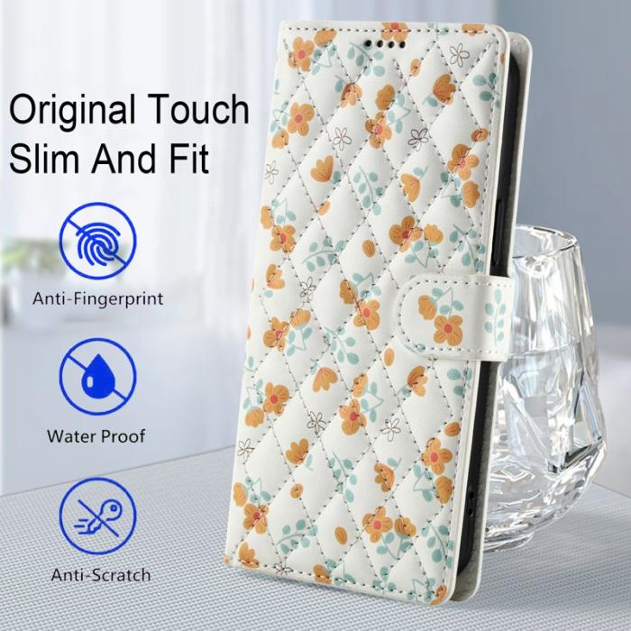 OEM - Samsung Galaxy S26 Ultra Fodral Rhombic Blommönster Äkta Läder - A3