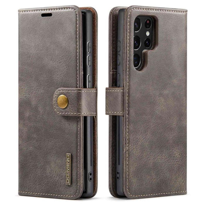 DG.MING - DG.MING Galaxy S23 Ultra Plånboksfodral 2in1 Äkta Läder - Grå