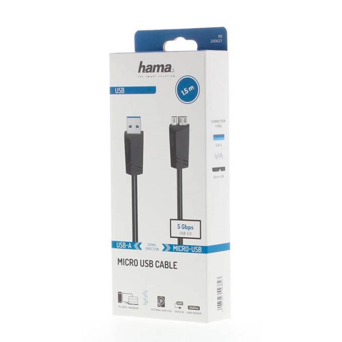 Hama - HAMA Kabel Micro-USB 3.0 5Gbit/s 1.5m - Svart