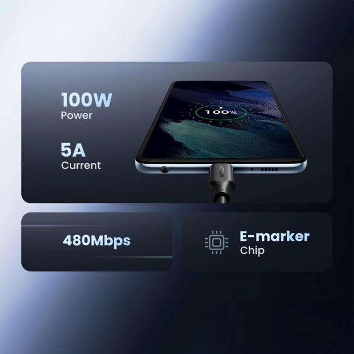Ugreen - Ugreen US562 USB-C till USB-C kabel 1.5m PD - Svart