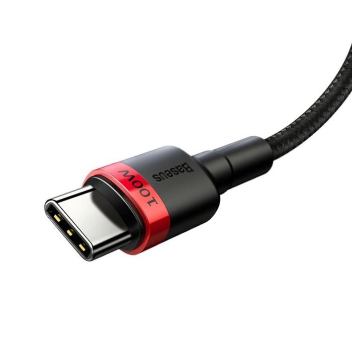BASEUS - Baseus Nylon USB-C till USB-A kabel 2m 100W - Svart
