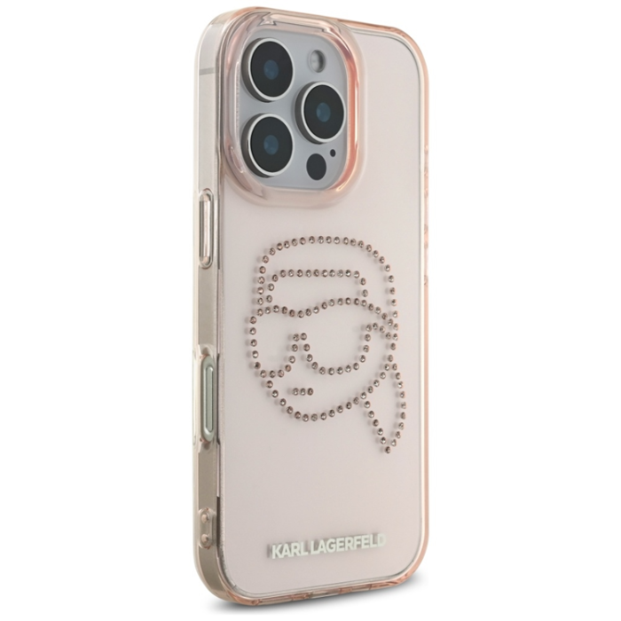 KARL LAGERFELD - Karl Lagerfeld iPhone 16 Pro Max Mobilskal Rhinestones Karl Head - Rosa