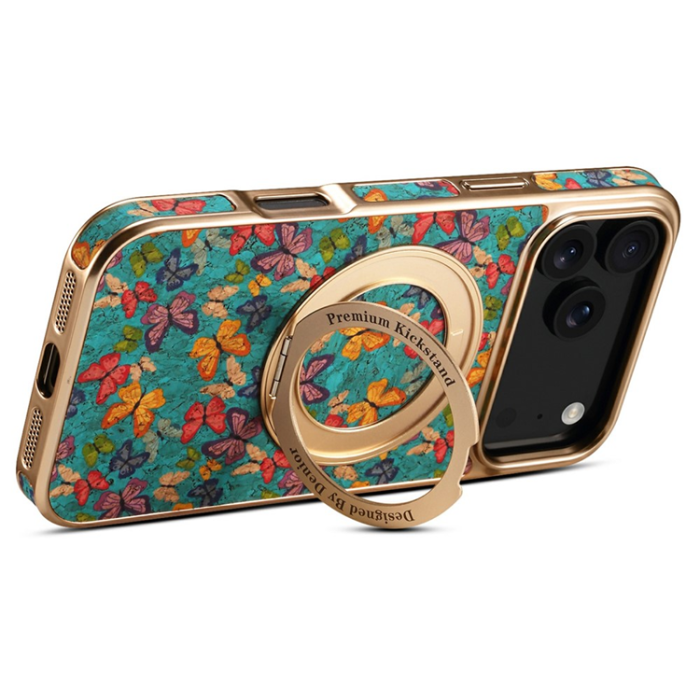 A-One Brand - iPhone 17 Pro Mobilskal MagSafe Electroplated Floral A22 - Blå