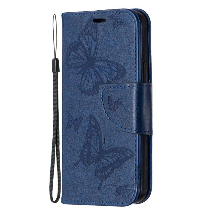 OEM - Imprint Butterfly Plånboksfodral iPhone 12 mini - Blå