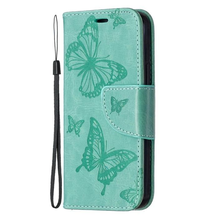 OEM - Imprint Butterfly Plånboksfodral iPhone 12 mini - Grön