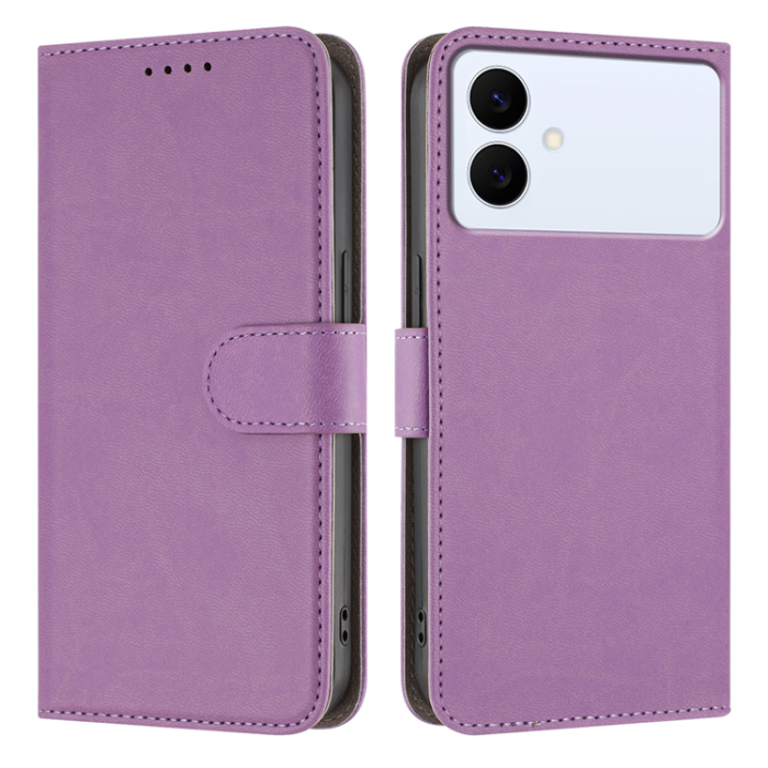 A-One Brand - Galaxy S26 Edge Plånboksfodral Solid Color Läder - Ljuslila