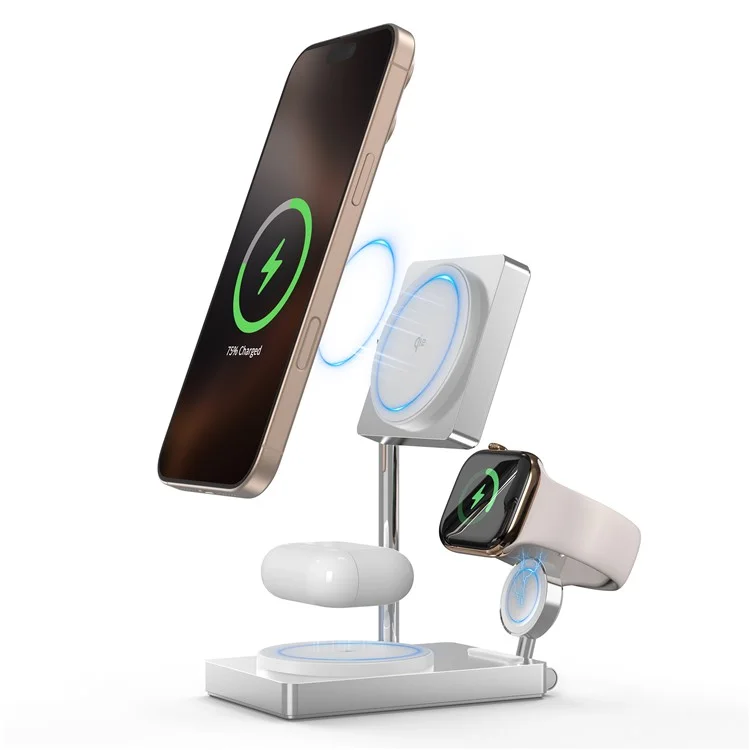 Qi2 3in1 Hopfällbar MagSafe Trådlös Laddare 30W M39 - Vit | 505295 | AlltMobil