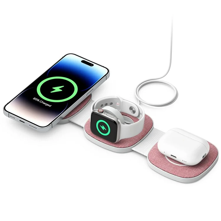 3in1 MagSafe Trådlös Laddare iPhone Apple Watch Airpods - Rosa | 505295 | AlltMobil