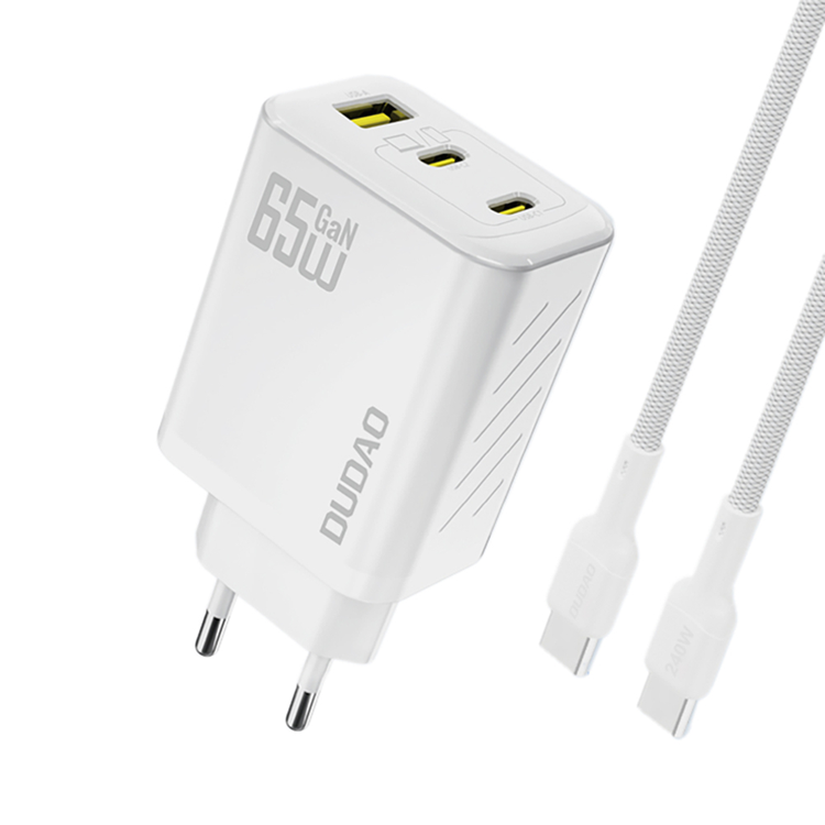 Dudao Snabbladdare USB-A/2x USB-C 65W med USB-C Kabel (Vit) | 505295 | AlltMobil