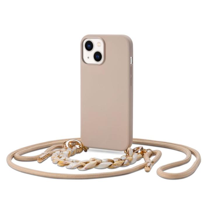 UTGATT1 - Tech-Protect iPhone 14 Skal med Halsband Icon Chain - Beige