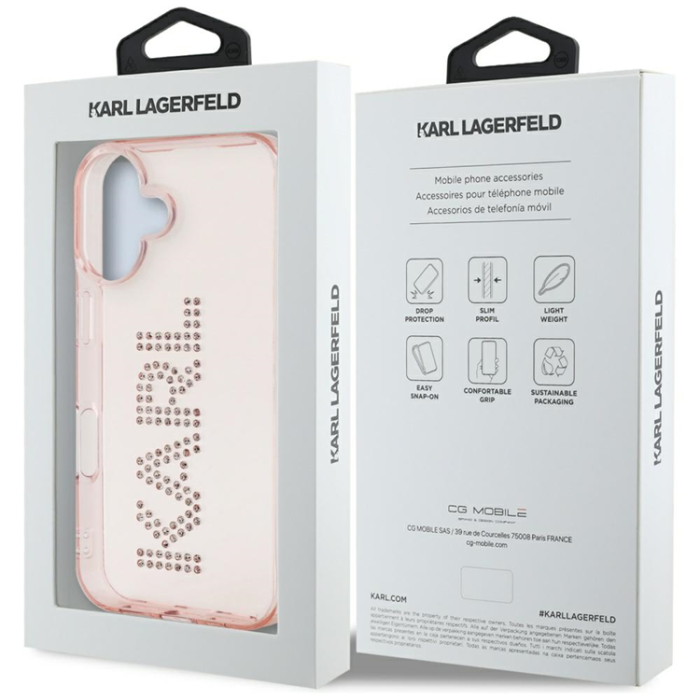 KARL LAGERFELD - Karl Lagerfeld iPhone 16 Mobilskal Rhinestones Logo - Rosa