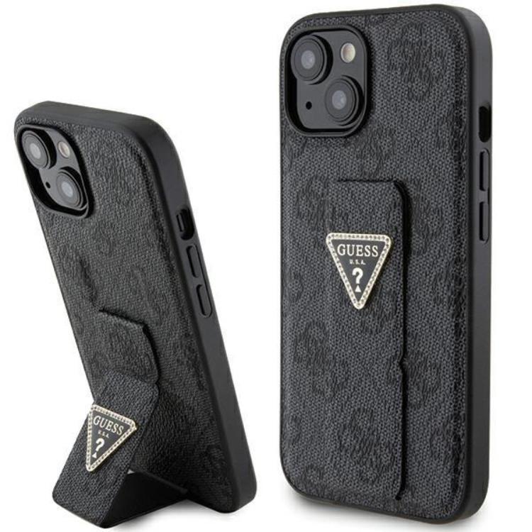 Guess iPhone 15 Mobilskal Grip Stand Triangle Strass - Svart | 2353 | AlltMobil
