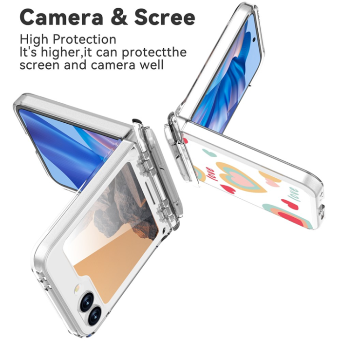 A-One Brand - GW181 Galaxy Z Flip 7 FE/Z Flip 6 Mobilskal Kickstand - Large Hearts