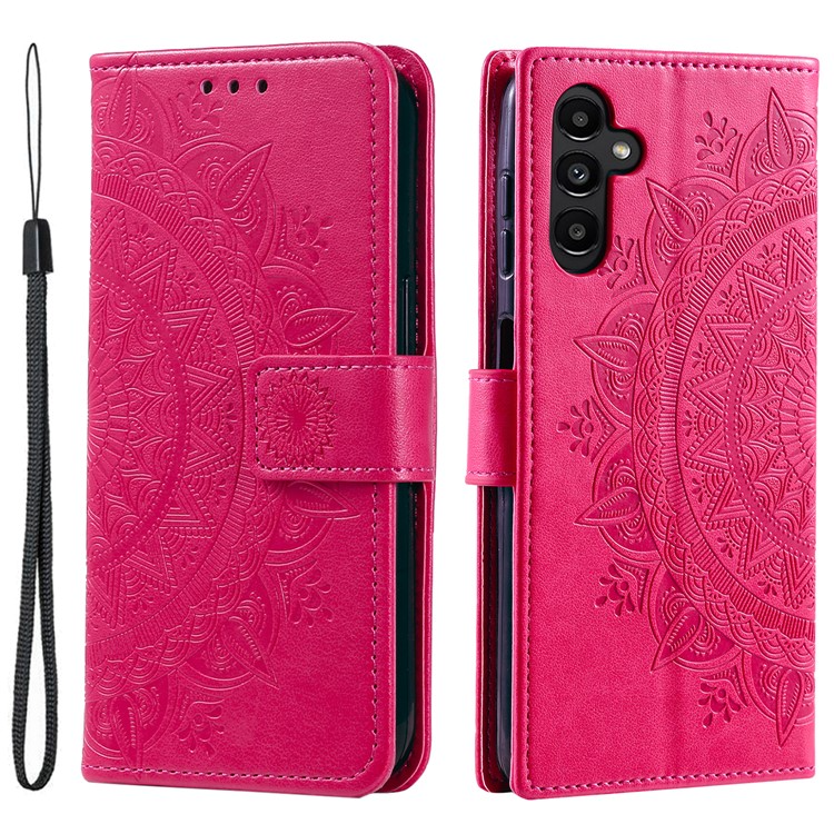 Galaxy A24 4G Plånboksfodral Imprinted Mandala Flower - Magenta | 2353 | AlltMobil