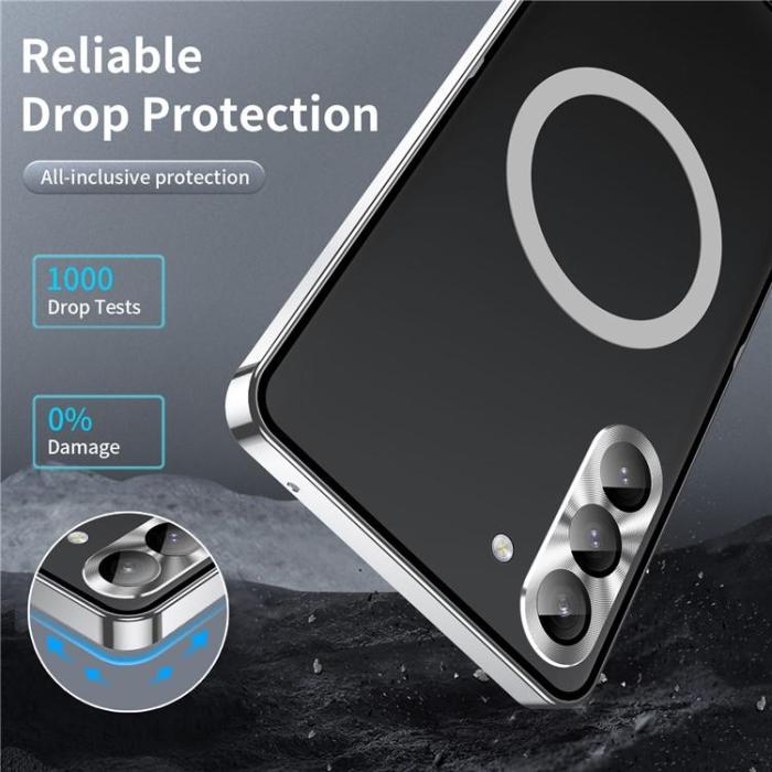 A-One Brand - Galaxy S24 Mobilskal MagSafe Metal Frame - Silver