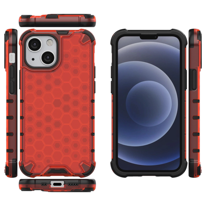 OEM - iPhone 13 mini Mobilskal Honeycomb Armor - Röd