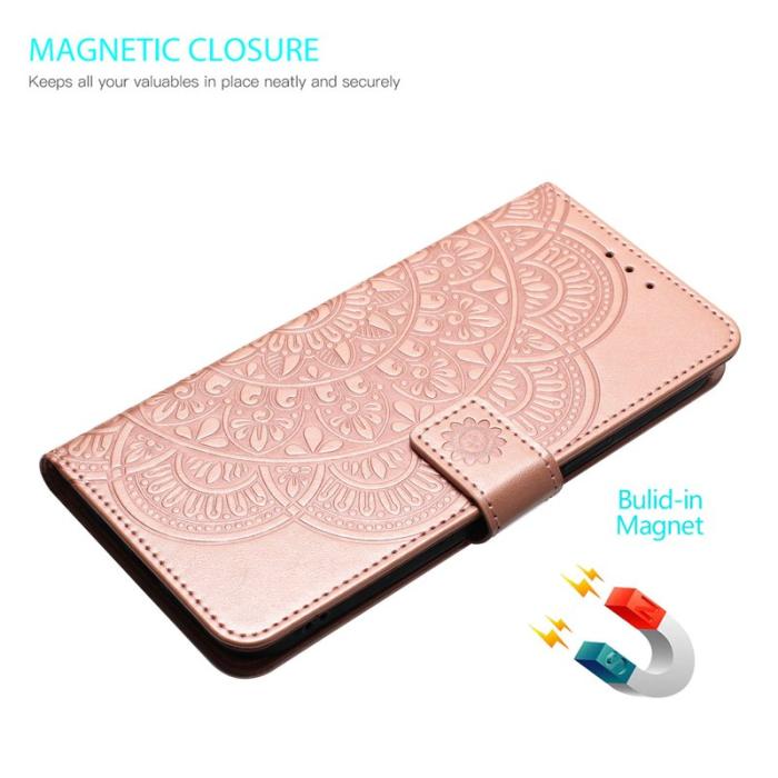 OEM - Samsung Galaxy A37 Plånboksfodral Konstläder Mandala Mönster - Roséguld