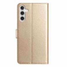 OEM - Samsung Galaxy A37 Pl&aring;nboksfodral Konstl&auml;der St&auml;ll - Guld