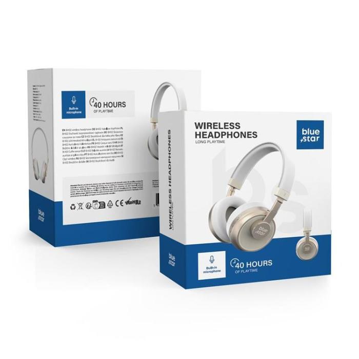 Blue Star - Blue Star Trådlösa Hörlurar Over-Ear Bluetooth - Vit