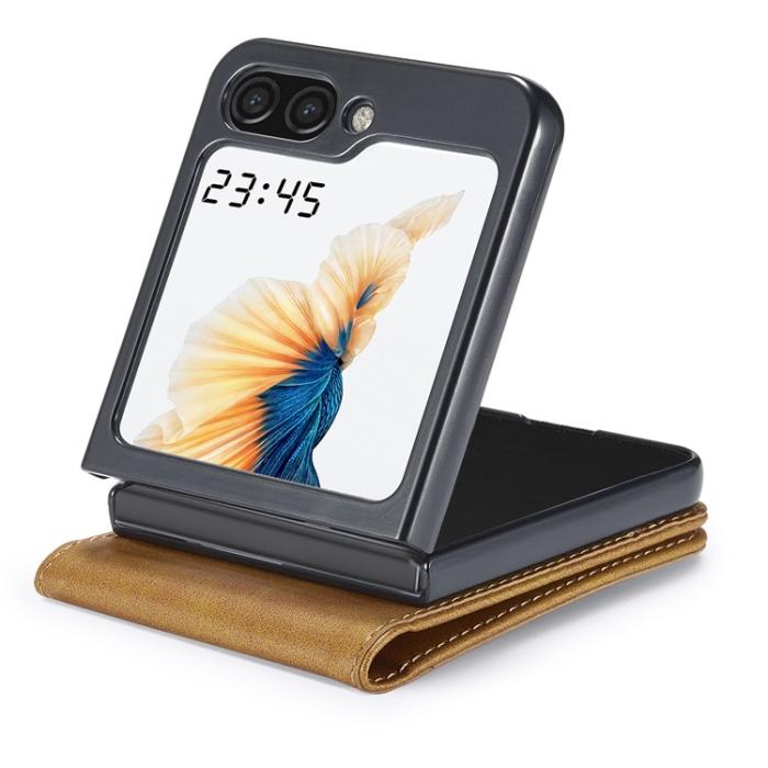 LC.imeeke - LC.IMEEKE Galaxy Z Flip 5 Mobilskal Korthållare Calf - Ljusbrun