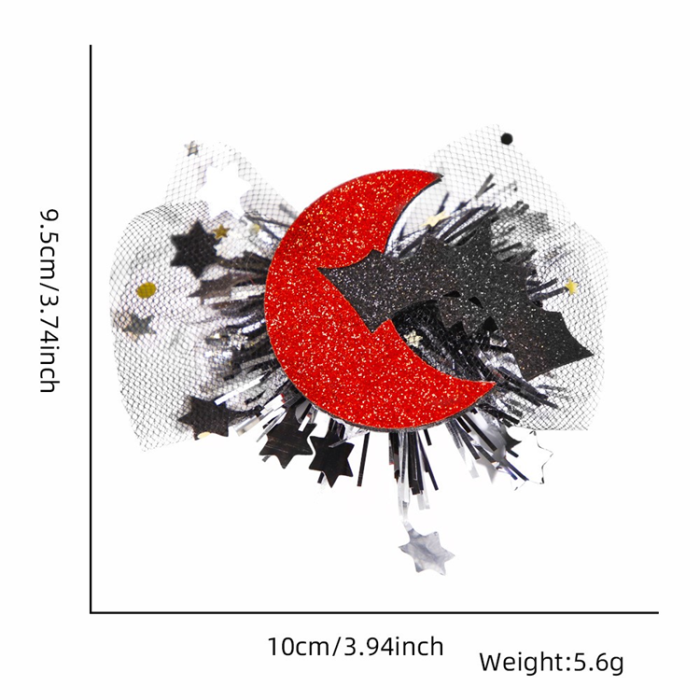 OEM - 5Pcs Halloween Costume Hårspännen Nät - Red Moon and Bat