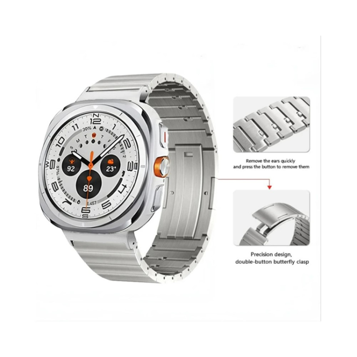 A-One Brand - Galaxy Watch Ultra 47mm Armband Titanium Sliding Buckle - Silver