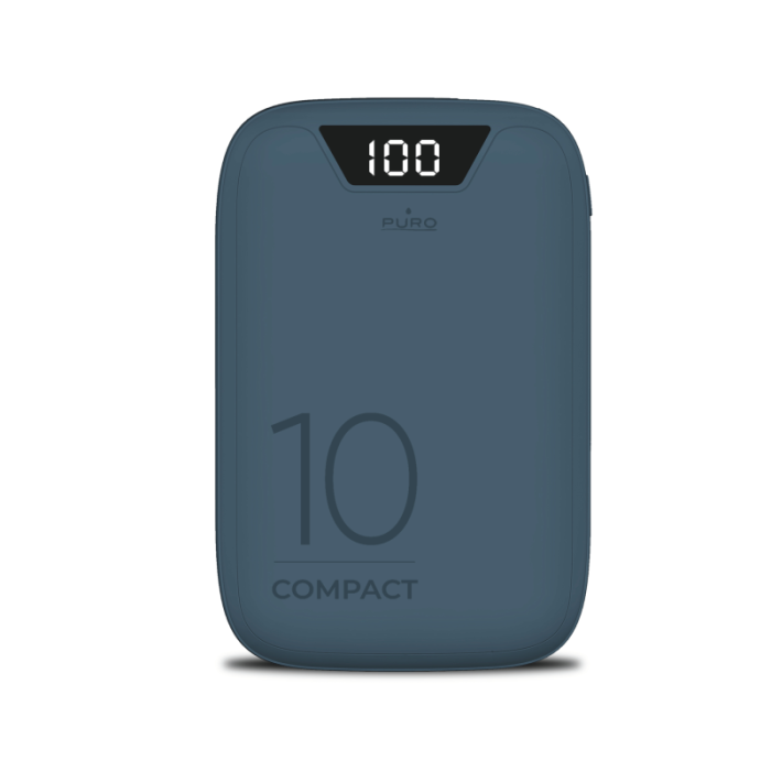 UTGATT5 - Puro - Powerbank 10000 mAh Display USB-A+USB-C 15W - Blå