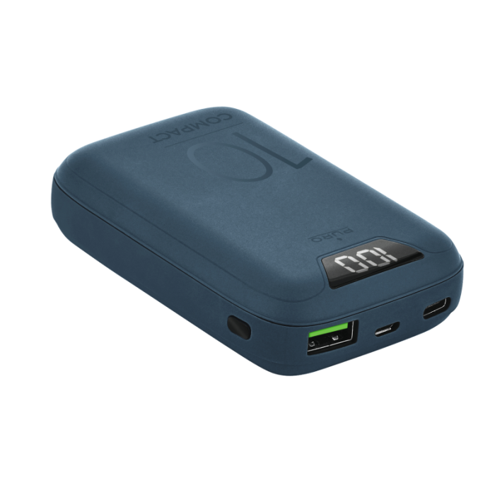 UTGATT5 - Puro - Powerbank 10000 mAh Display USB-A+USB-C 15W - Blå