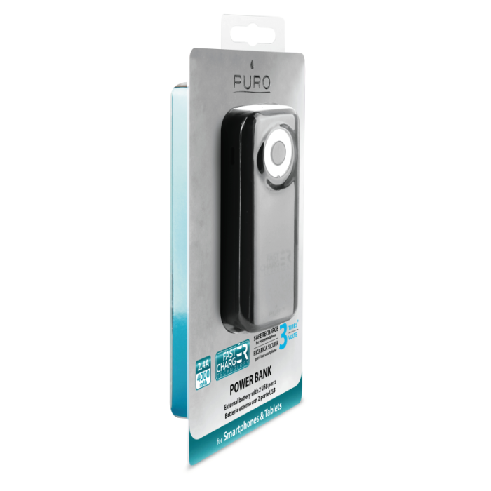 UTGATT1 - Puro - Universal Fast Charger Powerbank, 4000 mAh - Svart