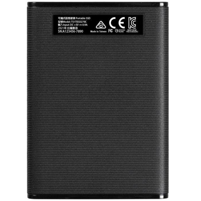 Transcend - Transcend Portabel SSD ESD270C USB-C 500GB (R520/W460) - Svart