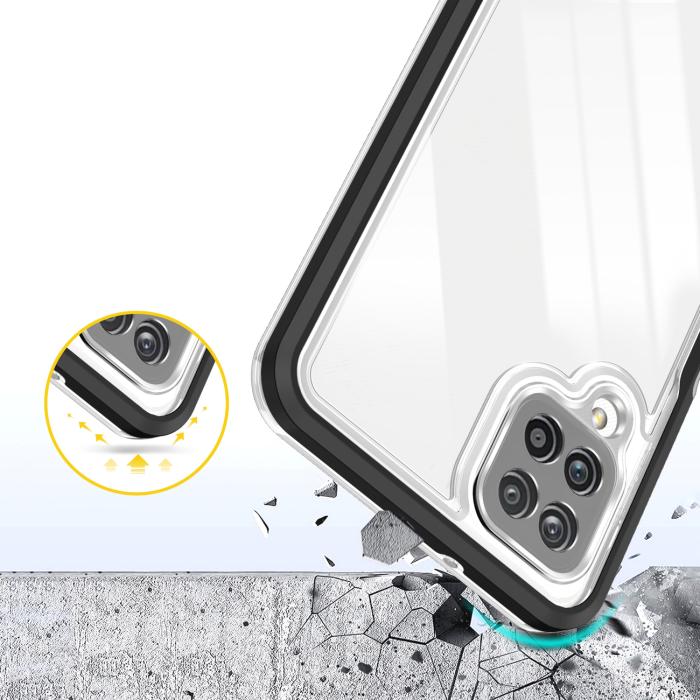 OEM - Galaxy A22 4G Skal Clear 3in1 - Svart