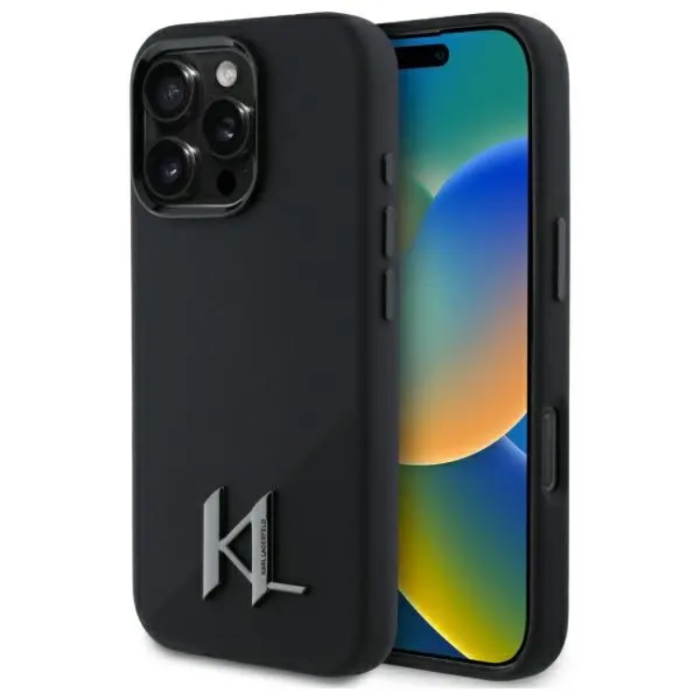 KARL LAGERFELD - Karl Lagerfeld iPhone 15 Pro Mobilskal Magsafe Shadow Metal - Svart