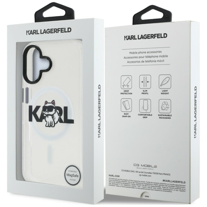 KARL LAGERFELD - KARL LAGERFELD Mobilskal För iPhone 16 MagSafe IML Choupette Sketch