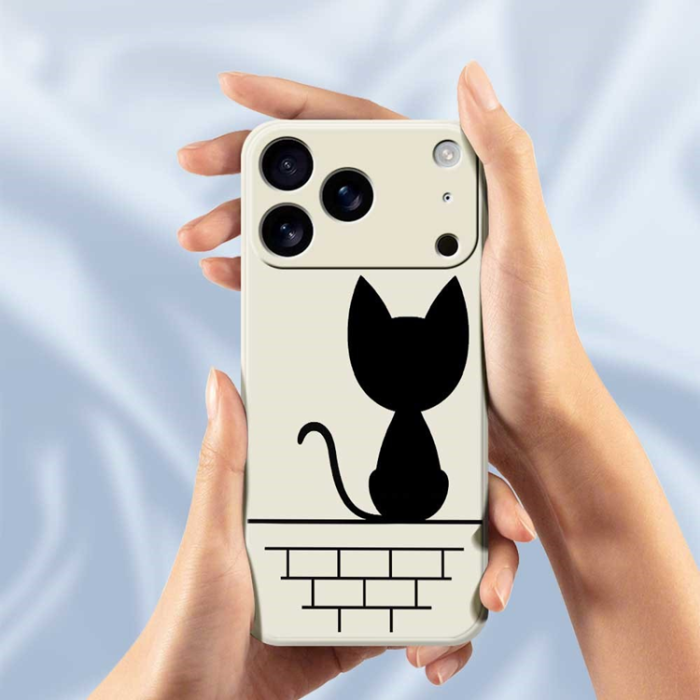 A-One Brand - iPhone 17 Pro Max Mobilskal Black Cat on the Wall - Grön