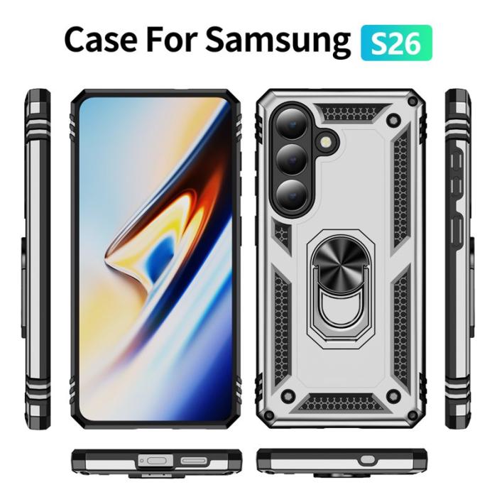 OEM - Mobilskal till Samsung Galaxy S26 Plast Med Ställning - Silver