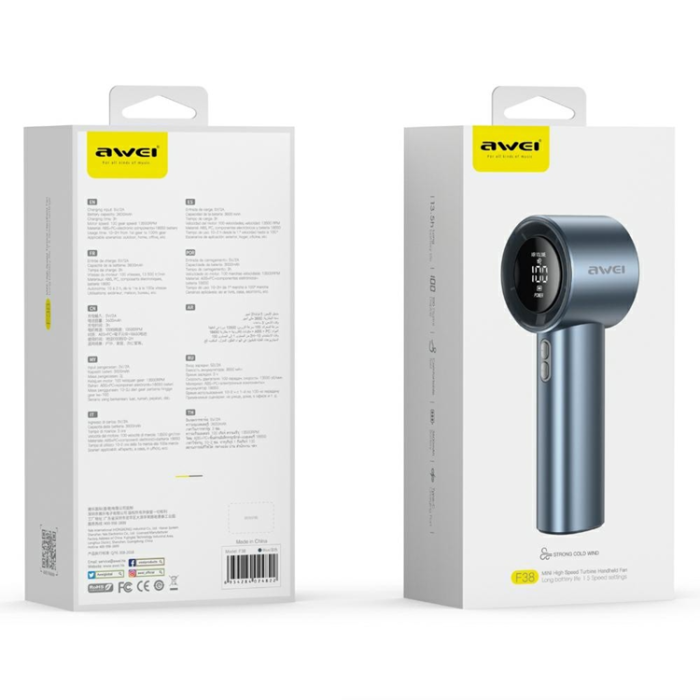 Awei - AWEI Mini Handhållen Fläkt F38 - Blå