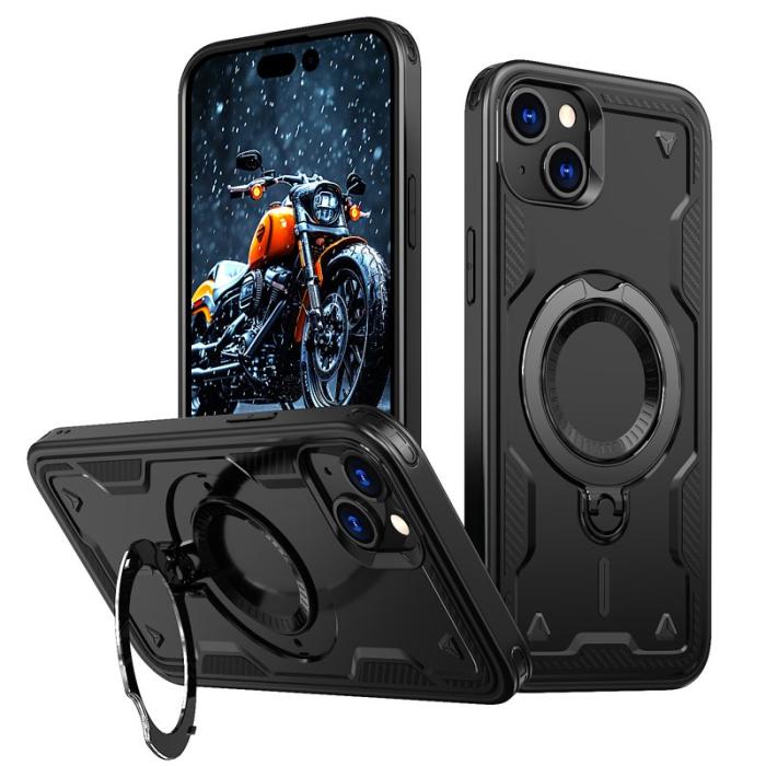 N/A - Mobilskal till iPhone 15 Plus Militärskydd Plast Kickstand - Svart