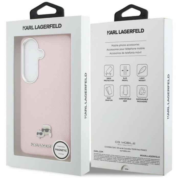 KARL LAGERFELD - Karl Lagerfeld Mobilskal För Galaxy S26 MagSafe Saffiano Metal Logo - Rosa