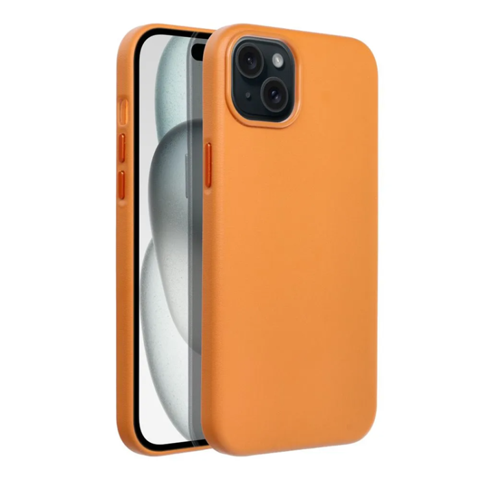OEM - iPhone 15 Plus Mobilskal Magsafe Läder - Orange