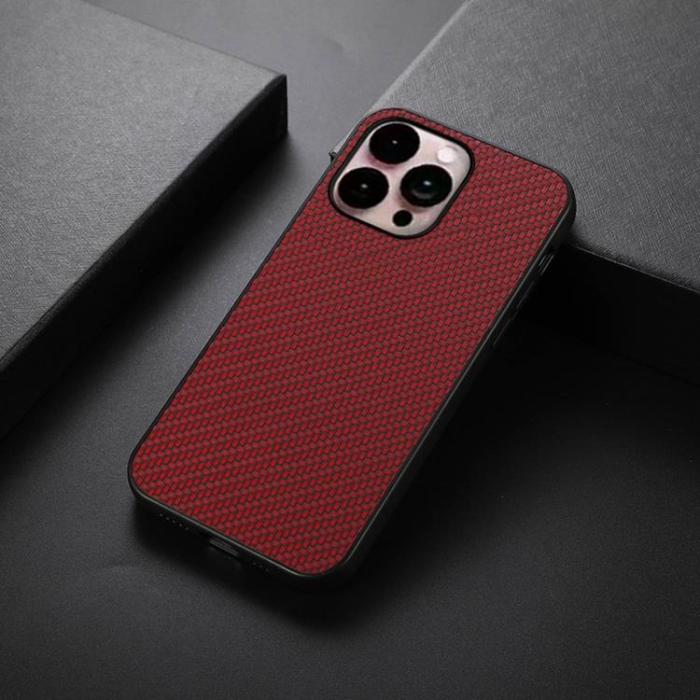 OEM - iPhone 14 Pro Max Skal Carbon Fiber - Röd