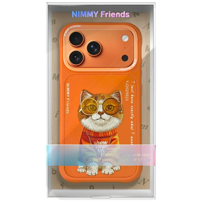 NIMMY - Nimmy iPhone 17 Pro Max Mobilskal Glasses Cool Cat - Orange