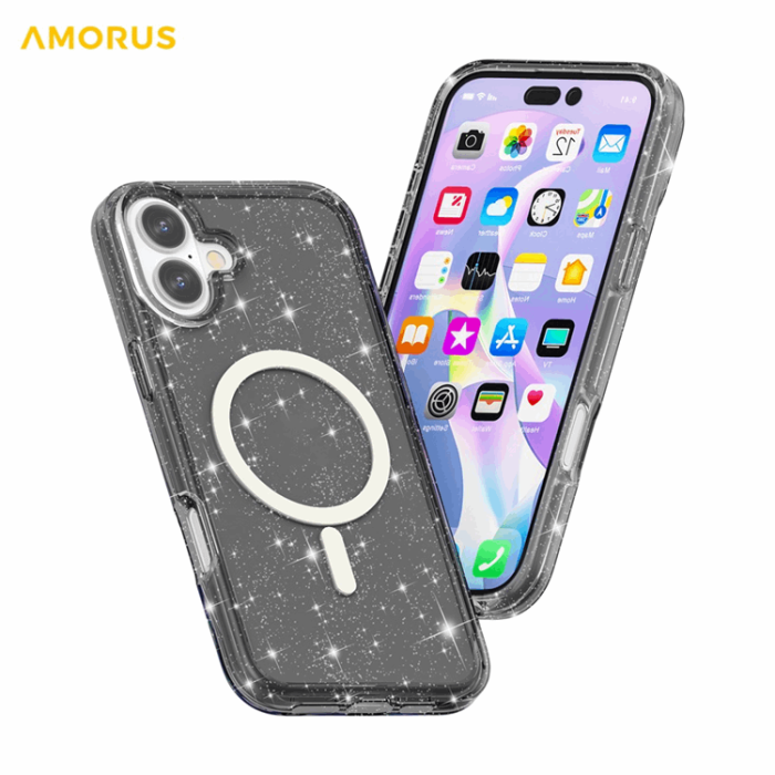 AMORUS - AMORUS iPhone 17 Mobilskal Magsafe Glitter Powder PC + TPU
