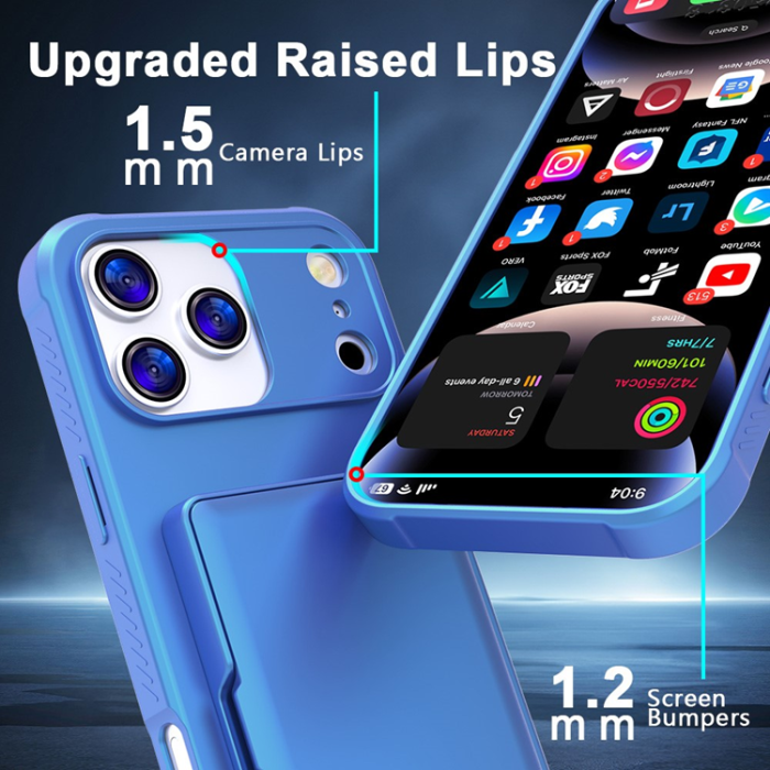 A-One Brand - iPhone 17 Pro Mobilskal Korthållare Mirror Kickstand - Mörkblå