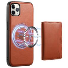 DENIOR - DENIOR Mobilskal till iPhone 11 Pro Max &Auml;kta L&auml;der Magnetisk - Brun