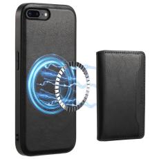DENIOR - DENIOR iPhone 7 Plus/8 Plus Magnetfodral KonstL&auml;der Svart