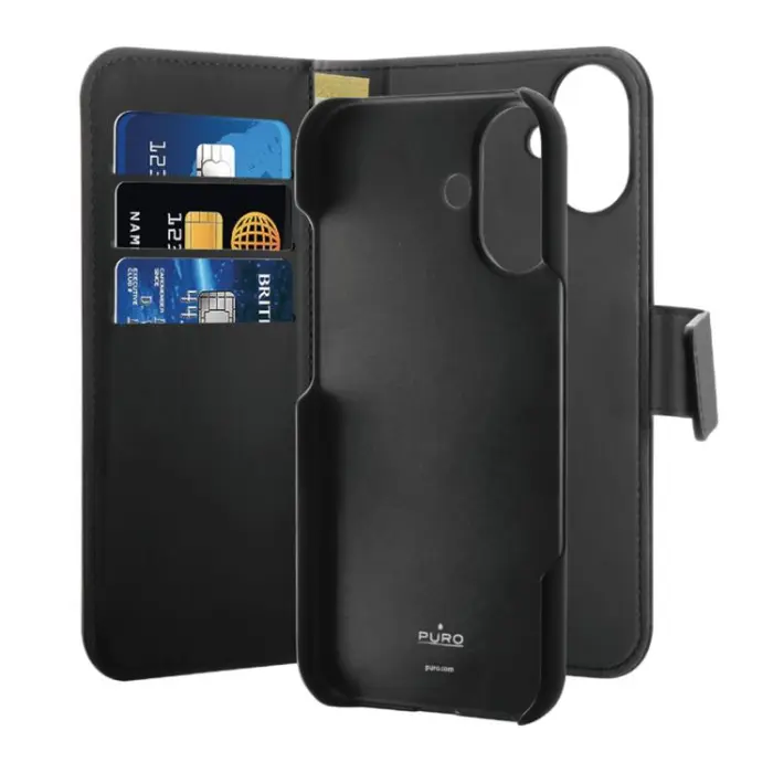Puro - Puro iPhone 16 Plånboksfodral 2-in-1 Detachable - Svart